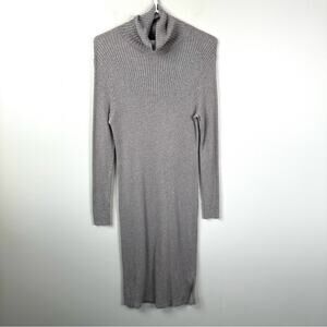 Peruvian Connection Dress Womens Large Long Sleeve Ribbed Cowl Neck Midi Length